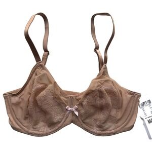 Chantelle Bra 30DD 1571 Revele Moi Perfect Fit Underwire Suede Pink Bow